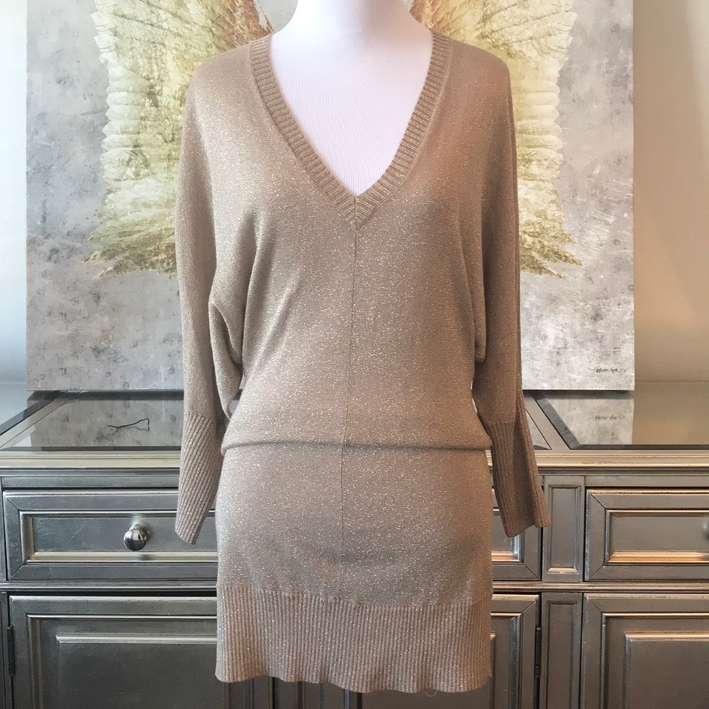 MNG Gold knit dress size S